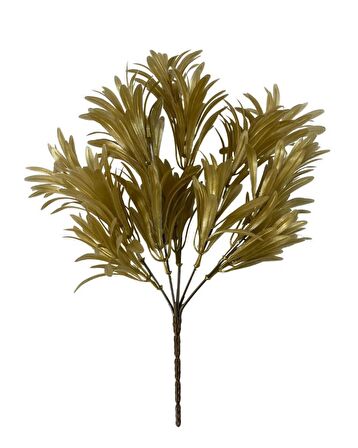 Yapay Çiçek Altın Gold Renk Podocarpus Demeti 7dal 48 Çiçek Garnitür Aradal Dekoratif Yapay Bitki
