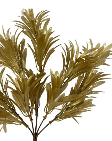 Yapay Çiçek Altın Gold Renk Podocarpus Demeti 7dal 48 Çiçek Garnitür Aradal Dekoratif Yapay Bitki