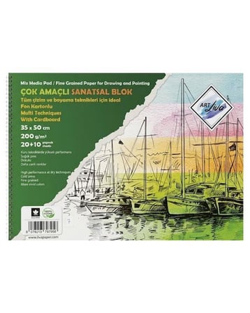 Art Liva Fon Kartonlu Sanatsal Resim Defteri 35 x 50 cm 20+10 Yaprak 200 gr