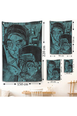 Ernst Ludwig Kirchner - Kulübedeki Köylü Çift Duvar Örtüsü-8078