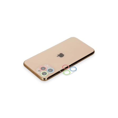 Apple İphone 11 Pro Renkli Kamera Lens Koruma Cam - Mavi-yeşil