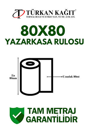 80x80 Termal Rulo - Yazarkasa Adisyon Rulosu 1 Paket 10 Adet