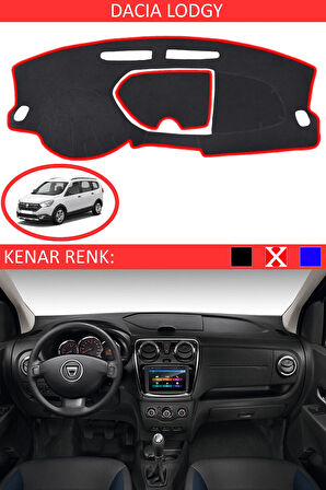 Dacia Lodgy Modelleri İçin Uygun Torpido Koruma Halısı Siyah Kenar Renk Kırmızı