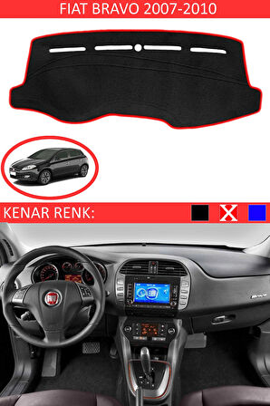 Fiat Bravo 2007-2010 Modelleri İçin Uygun Torpido Koruma Halısı Siyah Kenar Renk Kırmızı