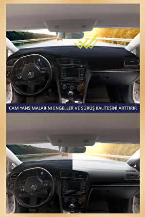 Fiat Doblo D3 2012-2015 İçin Uygun Torpido Koruma Halısı Siyah Kenar Renk Siyah