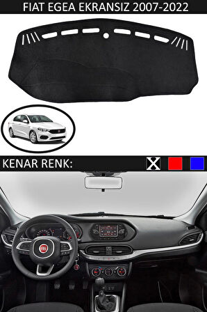 Fiat Egea Ekransız 2007-2022 İçin Uygun Torpido Koruma Halısı Siyah Kenar Renk Siyah