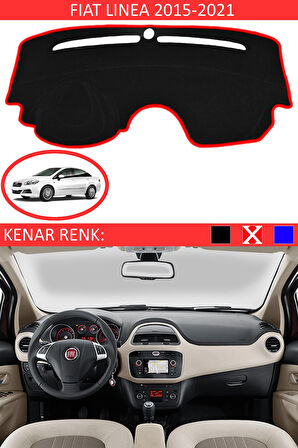 Fiat Linea 2015-2020 İçin Uygun Torpido Koruma Halısı Siyah Kenar Renk Kırmızı