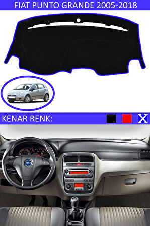 Fiat Punto Grande 2005-2018 İçin Uygun Torpido Koruma Halısı Siyah Kenar Renk Mavi