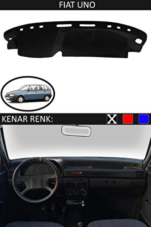 Fiat Uno İçin Uygun Torpido Koruma Halısı Siyah Kenar Renk Siyah