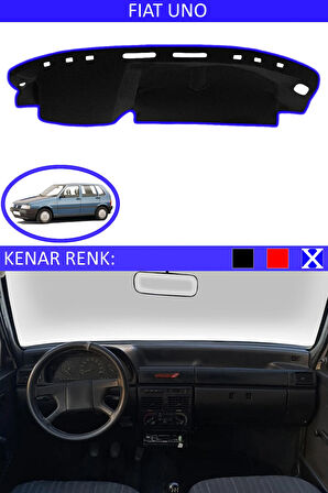 Fiat Uno İçin Uygun Torpido Koruma Halısı Siyah Kenar Renk Mavi