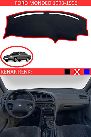 Ford Mondeo 1993-1996 İçin Uygun Torpido Koruma Halısı Siyah Kenar Renk Kırmızı