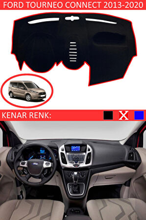 Ford Tourneo Connect 2012-2020 Torpido Koruma Halısı Siyah Kenar Renk Kırmızı