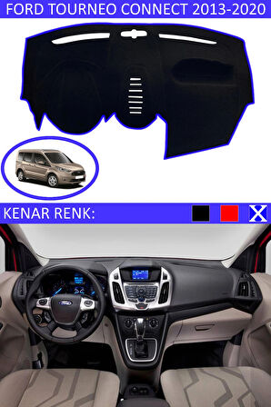 Ford Tourneo Connect 2012-2020 Torpido Koruma Halısı Siyah Kenar Renk Mavi