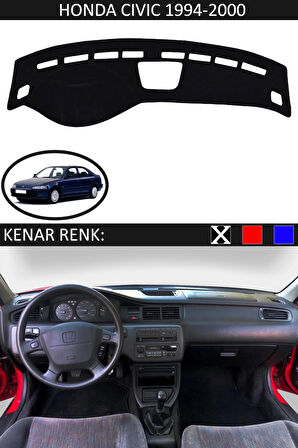 Honda Civic 1994-2000 İçin Uygun Torpido Koruma Halısı Siyah Kenar Renk Siyah
