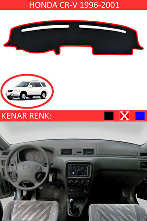 Honda CR-V 1996-2001 İçin Uygun Torpido Koruma Halısı Siyah Kenar Renk Kırmızı