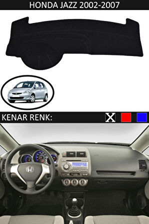 Honda Jazz 2002-2007 İçin Uygun Torpido Koruma Halısı Siyah Kenar Renk Siyah