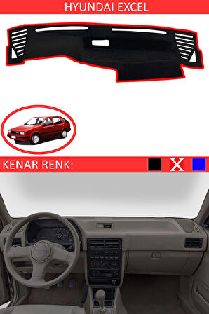 Hyundai Excel İçin Uygun Torpido Koruma Halısı Siyah Kenar Renk Kırmızı