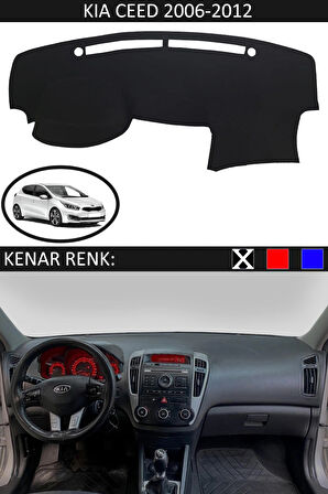 Kia Cerato 2009-2012 İçin Uygun Torpido Koruma Halısı Siyah Kenar Renk Siyah