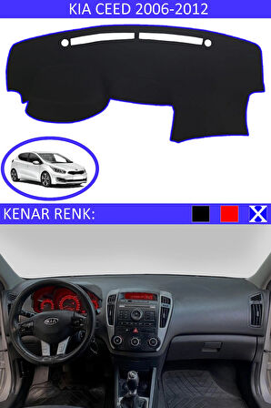 Kia Cerato 2009-2012 İçin Uygun Torpido Koruma Halısı Siyah Kenar Renk Mavi