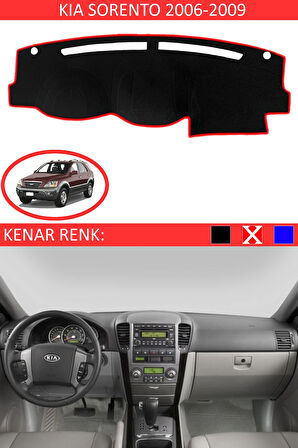 Kia Sorento 2006-2009 İçin Uygun Torpido Koruma Halısı Siyah Kenar Renk Kırmızı