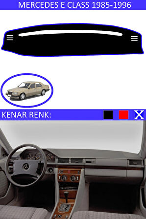 Mercedes E Class 1985-1995 İçin Uygun Torpido Koruma Halısı Siyah Kenar Renk Mavi