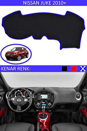 Nissan Juke 2010+ İçin Uygun Torpido Koruma Halısı Siyah Kenar Renk Mavi