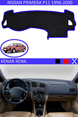 Nissan Primera P11 1996-2011 İçin Uygun Torpido Koruma Halısı Siyah Kenar Renk Mavi