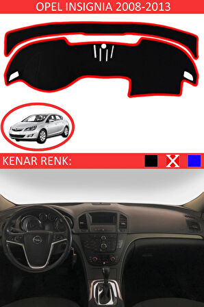 Opel Insignia 2008-2013 İçin Uygun Torpido Koruma Halısı Siyah Kenar Renk Kırmızı