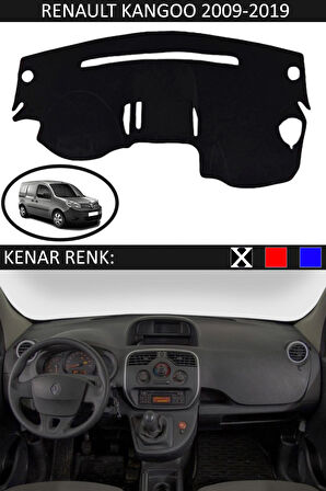 Renault Kangoo 2009-2019 İçin Uygun Torpido Koruma Halısı Siyah Kenar Renk Siyah