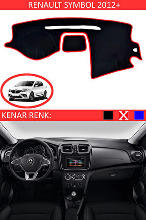 Renault Symbol 2012+ İçin Uygun Torpido Koruma Halısı Siyah Kenar Renk Kırmızı