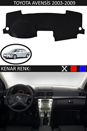 Toyota Avensis 2003-2009 İçin Uygun Torpido Koruma Halısı Siyah Kenar Renk Siyah