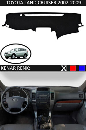 Toyota Land Cruiser 2002-2009 İçin Uygun Torpido Koruma Halısı Siyah Kenar Renk Siyah