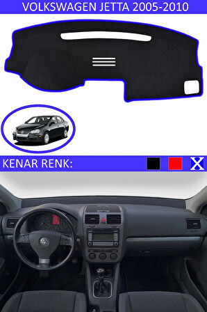 Volkswagen Jetta 2005-2010 İçin Uygun Torpido Koruma Halısı Siyah Kenar Renk Mavi