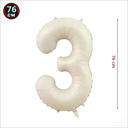 3 Yaş Rakam Krem Folyo Balon - 76 cm