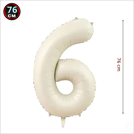 6 Yaş Rakam Krem Folyo Balon - 76 cm