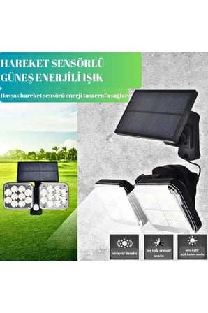 120 LED Güneş Enerjili Solar Lamba 20W Hareket Sensörlü Su Geçirmez Dış Mekan Aydınlatma