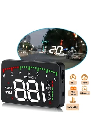 Araç Hız Göstergesi Dijital Ekran ,Voltaj Su Sıcaklığı ,Yansımalı Göstergeli , OBD2 HUD