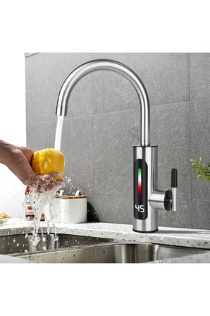 Dijital Göstergeli Elektrikli Anında Su Isıtıcılı Musluk🌡Paslanmaz Çelik🔌Mutfak & Banyo