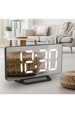 LED Aynalı Dijital Masa&Duvar Saati⏰Sessiz, Termometre, USB Şarj,Alarm🔔Modern Şık Tasarım
