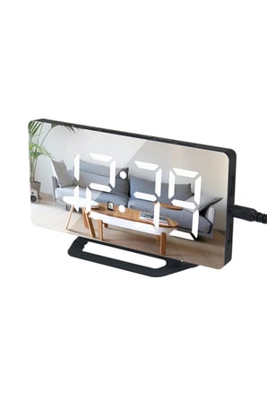 LED Aynalı Dijital Masa&Duvar Saati⏰Sessiz, Termometre, USB Şarj,Alarm🔔Modern Şık Tasarım