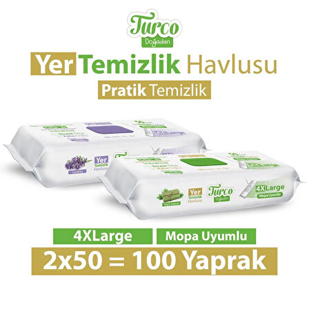 Turco Doğadan Yer Temizlik Havlusu Yeşil Sabun Lavanta 2X50