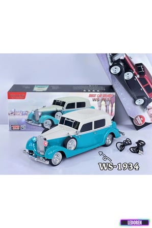 WS-1934 Pontiac Sedan Diecast Araba Bluetooth Hoparlör Işıklı, FM Radyo ve USB Destekli Müzik Kutusu