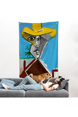 Pablo Picasso - Adamın Büstü Duvar Örtüsü - Buste d'homme-8085