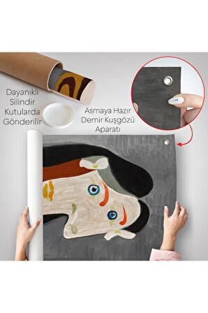 Pablo Picasso - Kahverengi Elbiseli Kadının Büst Duvar Örtüsü-8086