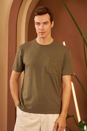 Erkek Comfort Fit Cepli T-Shirt Haki MARS25
