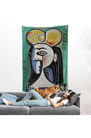 Pablo Picasso - Jaqueline Roque Portre Duvar Örtüsü-8087