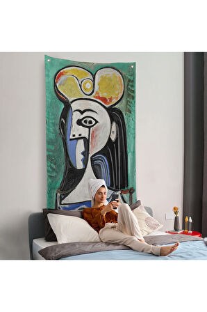 Pablo Picasso - Jaqueline Roque Portre Duvar Örtüsü-8087