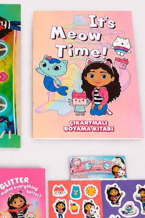 x Dekomus Lisanslı Gabby’s Dollhouse Hobi Kırtasiye Seti Boyama Kitabı,Resim Defteri,Bloknot,Sticker 