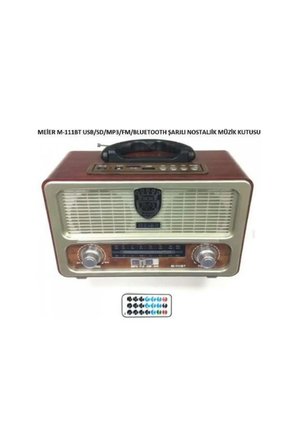 111BT Şarjlı Bluetootlu-Kumandalı USB/SD Nostaljik Radyo Meier