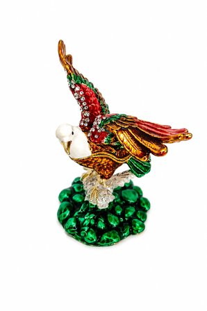 Kristal Taş İşlemeli Kartal Biblo 9 cm – Dekoratif Metal Kartal Heykeli | Kırmızı, Siyah, Gümüş Renk Seçenekleri